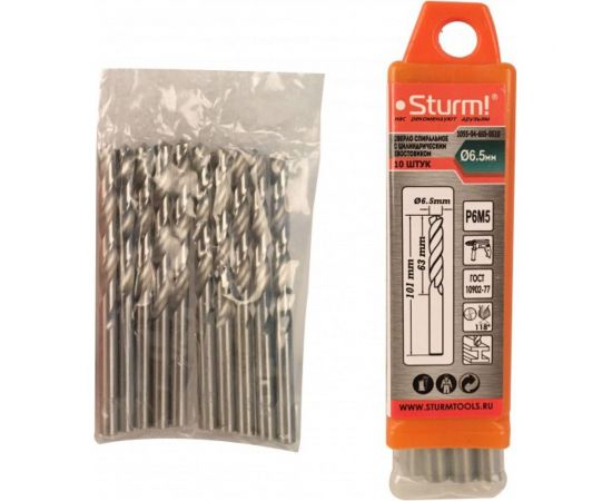 Сверло по металлу (10 шт; 6.5х63х101 мм) Sturm 1055-04-6S5-SS10 