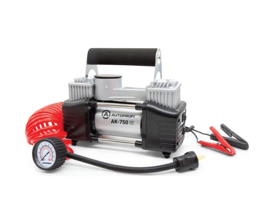 Воздушный компрессор AUTOPROFI 75 л./мин., 12v/30a, 300w, шланг 5 м., шнур питания 3 м., питание от акб, клапан для регулир. давления, набор из 4-х переходников для надувн. изделий, переходн 