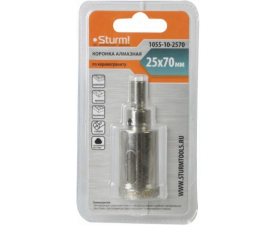 Коронка алмазная (25х70 мм; хв-к с проточкой) Sturm 1055-10-2570 