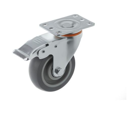 Колесо аппаратное из термопластичной резины поворотное с панелью и тормозом 340100Sb (100 мм; 130 кг) А5 1005815 