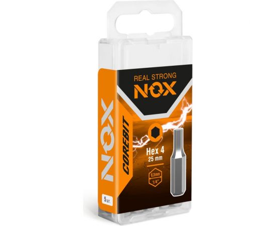 Бита COREBIT Hex4х25 мм, С6.3, 5 шт, бокс NOX 331425-5B 