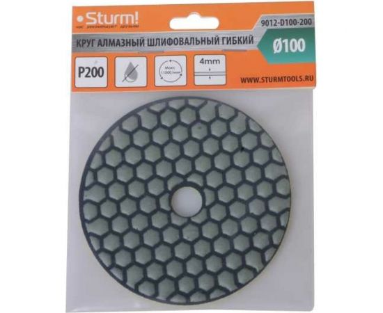 Круг алмазный гибкий шлифовальный АГШК (100 мм, P200, сухая шлифовка) Sturm 9012-D100-200 – изображение 2