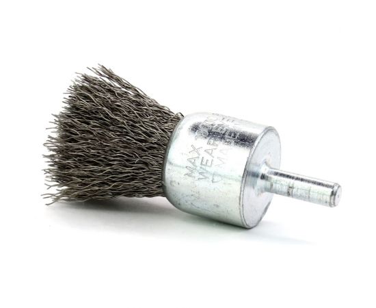 Щетка концевая для дрели 28х6 мм, проволока нержавеющая сталь 0.3 мм SIT 2495 – изображение 2