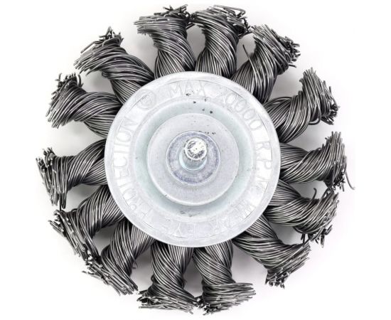 Щетка дисковая жгутовая 75x13 мм, хв-к 6x30 мм, ворс сталь 0.50 мм, до 4500 об/мин EuroBrush 13-024 EB-D75TS – изображение 2