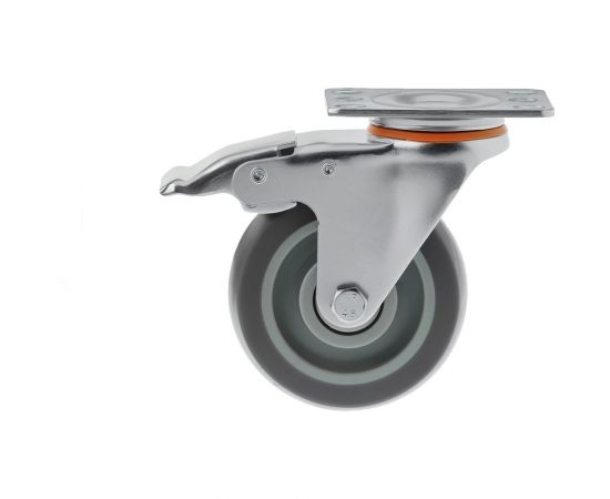 Колесо аппаратное из термопластичной резины поворотное с панелью и тормозом 340100Sb (100 мм; 130 кг) А5 1005815 – изображение 2