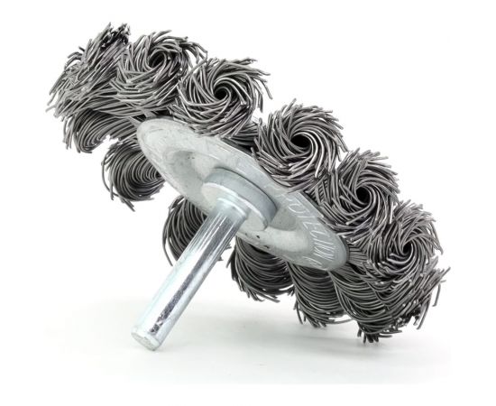 Щетка дисковая жгутовая 75x13 мм, хв-к 6x30 мм, ворс сталь 0.50 мм, до 4500 об/мин EuroBrush 13-024 EB-D75TS – изображение 3