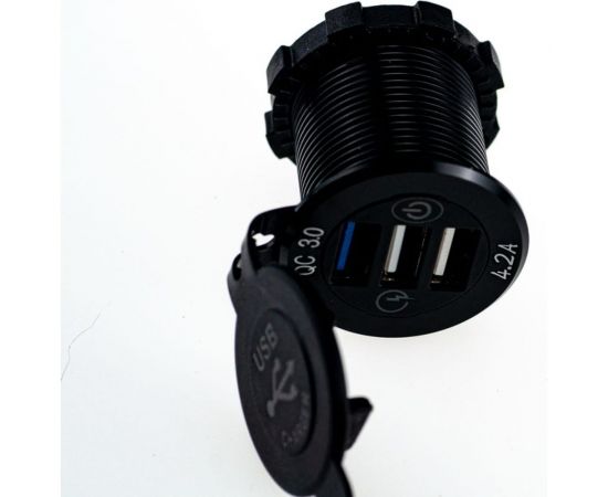 Разъем Usb в авто Pro Legend врезные, 12-24 В, 3USB, круглый, QC3.0+2.4 A+2.4 A PL9374 