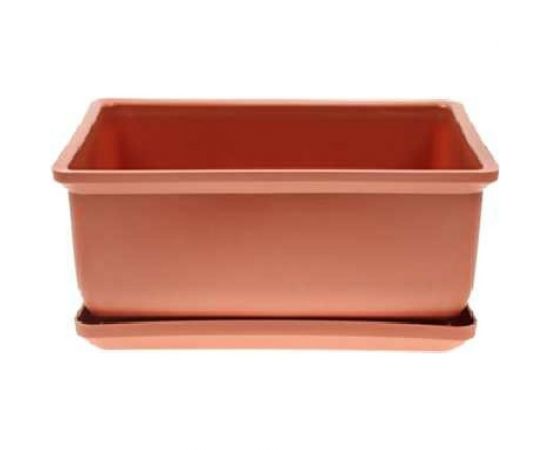 Кашпо с поддоном ФлораПласт Бонсайница 20х14х9 см, терра, 2 л 000920 