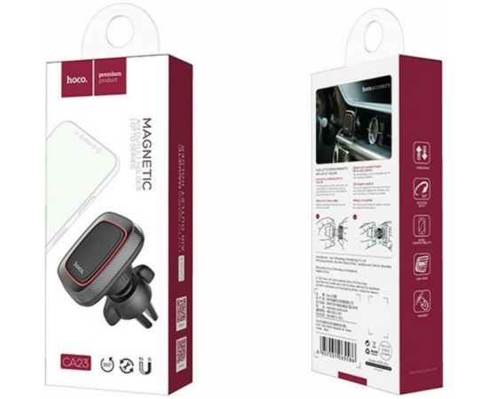 Автомобильный магнитный держатель для смартфона Hoco CA23 на дефлектор, черный 6957531065586 – изображение 2