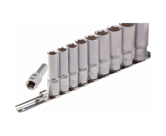 Набор удлиненных торцевых головок 3/8"", 6-ти гр CrV, 8-19 мм, 10 шт. STELS 13604 – изображение 3