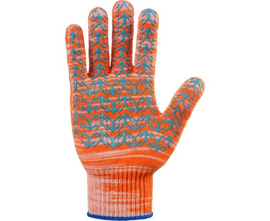 Трикотажные перчатки с ПВХ Фабрика перчаток плотные 10 класс, 6 нитей, оранжевые 6-10-ПЛ-ОР-(L) – изображение 3