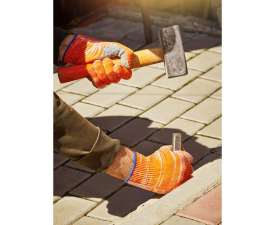 Трикотажные перчатки с ПВХ Фабрика перчаток плотные 10 класс, 6 нитей, оранжевые 6-10-ПЛ-ОР-(L) – изображение 5