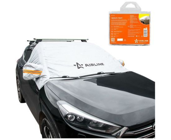 Чехол-тент на лобовое стекло и передние окна авто Airline защитный, универсальный, серый ADCT002 