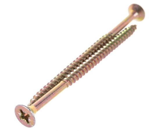 Потайной универсальный шуруп Метизный двор 6,0x100, желтый, 3 шт. 4607173901040 – изображение 2