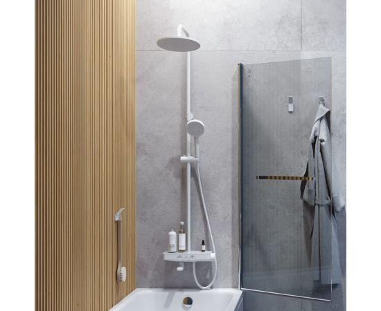 Смеситель для ванны IDDIS Shelfy с верхним душем, белый матовый SHEWTBTi06 – изображение 3