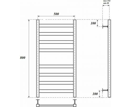 Водяной полотенцесушитель Point меркурий п8 500x800, черный PN83158B – изображение 3