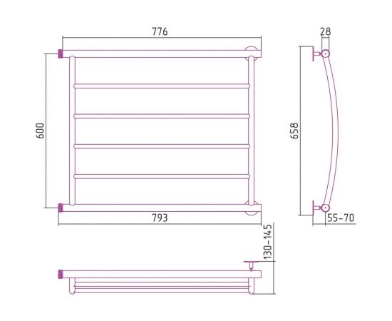 Полотенцесушитель Стилье Минор 0602 600х800 4 Г 00602-6080 – изображение 3