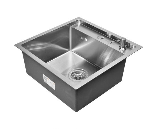 Кухонная мойка из нержавеющей стали WISENT 5050 с дозатором KW35050 WS35050/W405A/WGER010 – изображение 4