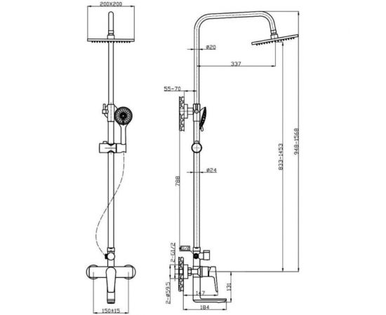 Душевая система Agger Brilliant со смесителем для ванныxдуша A0393300 – изображение 4