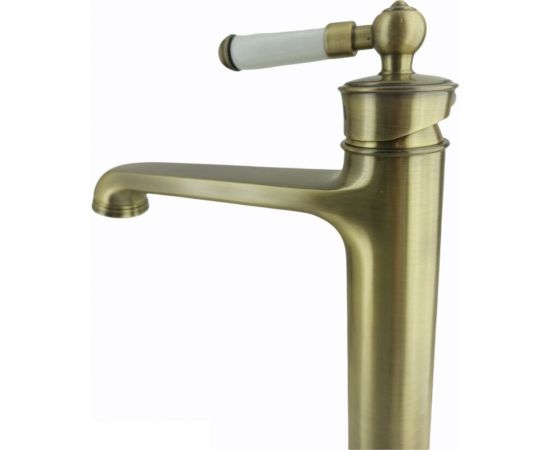 Смеситель для раковины OUTE с белой керамической ручкой, из латуни, бронза T10701Q-1 – изображение 4