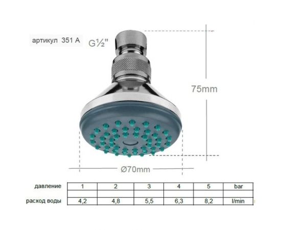 Верхний душ REMER с шарнирным соединением 351AX – изображение 4