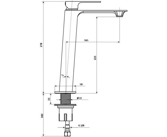 Высокий смеситель для раковины KERAMA MARAZZI FIORETTO без донного клапана, хром V2CR205LLKM – изображение 4