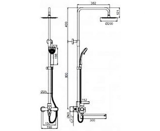 Душевая стойка WISENT со смесителем, круглым тропическим душем и лейкой WG72403-2 – изображение 7