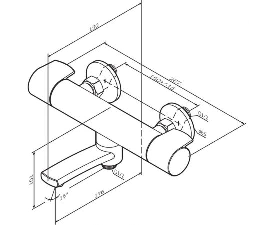 Термостатический смеситель для ванны и душа AM.PM X-Joy хром F85A50000 – изображение 8