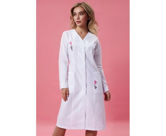 Женский халат Tekca Line Ольга белый/серо-розовый, р.56-58, рост 170-176 2004324814815 