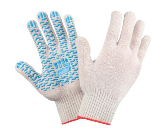 Трикотажные перчатки Фабрика перчаток, средние, с ПВХ, 10 класс, 4 нити, белые, р.M 4-10-СР-БЕЛ-(M) 