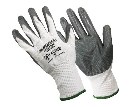 Нейлоновые перчатки с нитриловым покрытием S.GLOVES VEZER ECO 09 размер S 31615-09 