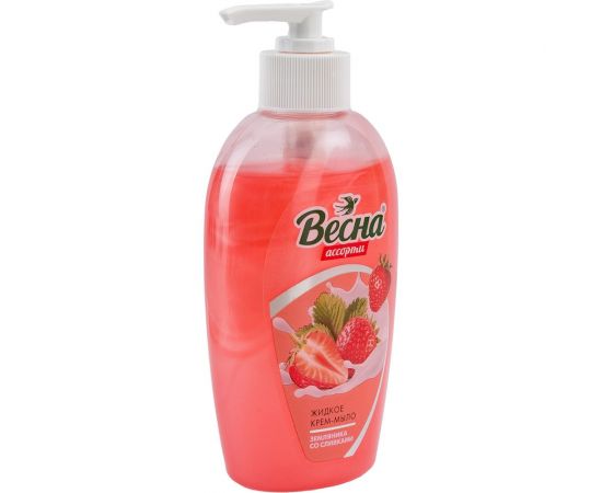 Жидкое крем-мыло ВЕСНА 280 мл земляника со сливками, дозатор, Гост, 5099 601236 – изображение 2