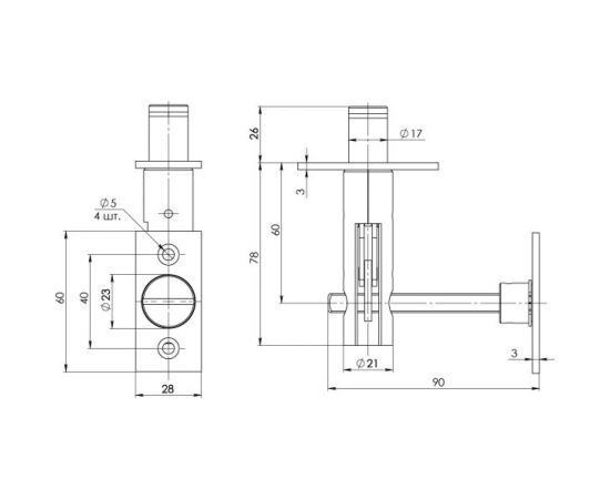 Торцевая задвижка FUARO CP (TDB 860-24) CP (хром) 60мм 8 шт/упак TDB-PRO/860SET 29311 – изображение 2