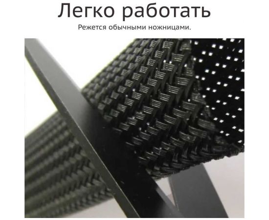 Кабельная сетчатая оплетка для защиты провода Texplet 12..32 мм черная 10 м 15PET-20-0 – изображение 3