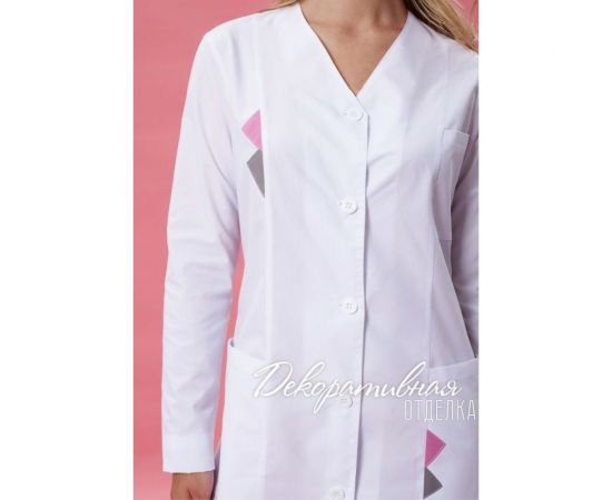 Женский халат Tekca Line Ольга белый/серо-розовый, р.56-58, рост 170-176 2004324814815 – изображение 4