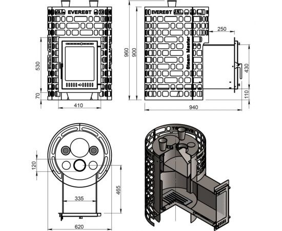 Печь для бани Везувий Эверест "Steam Master" 30 (320М) О-12049 – изображение 4
