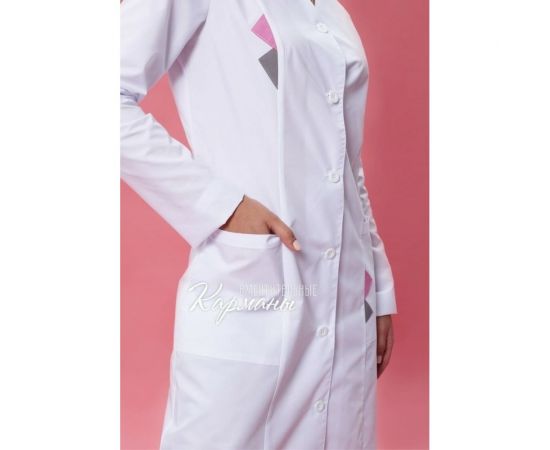 Женский халат Tekca Line Ольга белый/серо-розовый, р.56-58, рост 170-176 2004324814815 – изображение 5