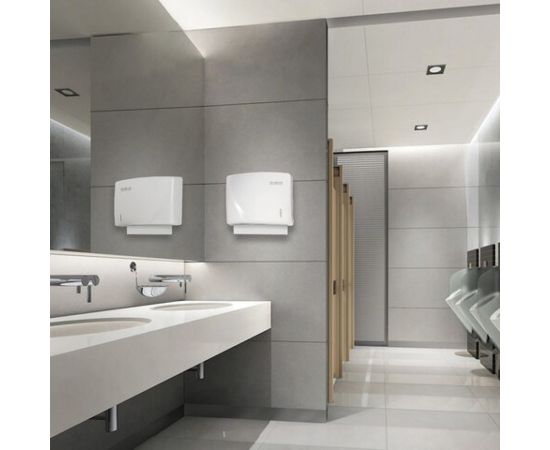 Диспенсер для полотенец ЛАЙМА ORIGINAL Система H2, Interfold, белый, ABS-пластик 605759 – изображение 7