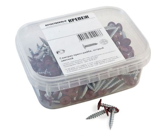 Прессшайба Качественный КРЕПЕЖ 4.2х13 мм, красное вино RAL 3005, острая, 300 шт 0200235 КЧ 