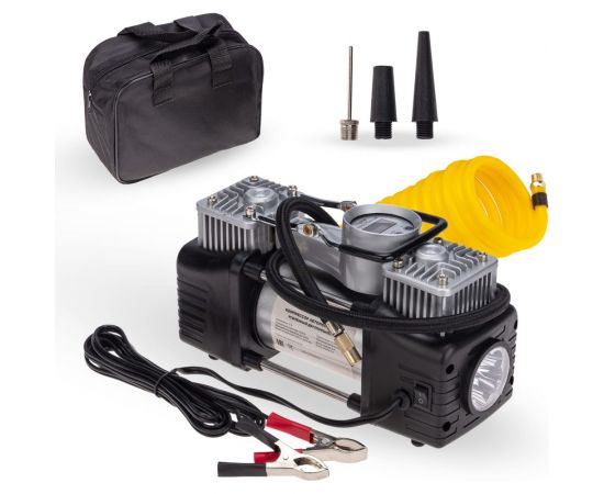 Автомобильный усиленный двухпоршневой компрессор REXANT с цифровым манометром и функцией автостоп, 60 л/мин, 10 атм 80-0522 