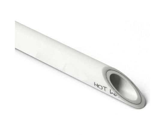 Труба армированная фольгой в центре PRO AQUA PP-R DUO SDR 6 Белая d-25 мм 4 м PA39010 