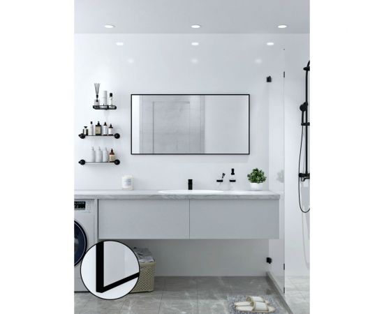 Зеркало в ванную комнату TODA ALMA прямоугольное, влагостойкое в раме, 100x61.5 см, цвет рамы - черный 1000615BL – изображение 2