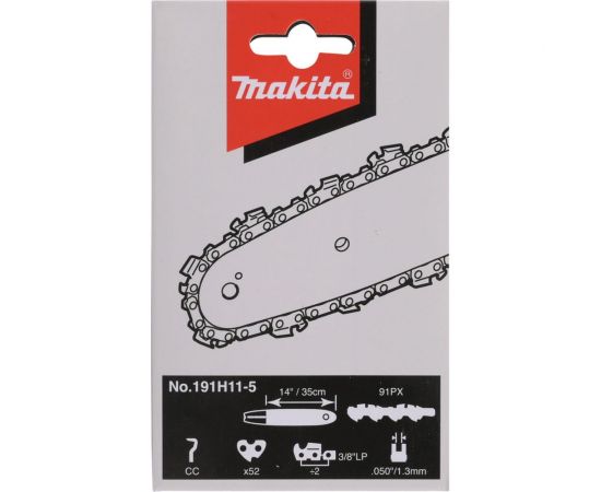 Цепь 35 см/14"", шаг 3/8, паз 1.3 мм, 52 звена, 91PX Makita 191H11-5 – изображение 2