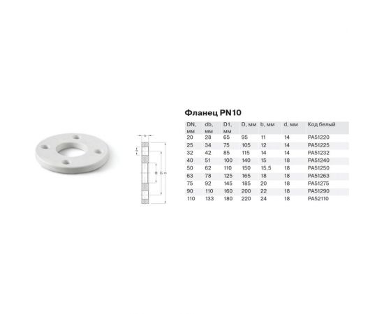 Пластиковый фланец PRO AQUA PP-R PN 10 белый 25 мм PA51225b – изображение 2