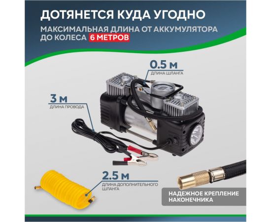 Автомобильный усиленный двухпоршневой компрессор REXANT с цифровым манометром и функцией автостоп, 60 л/мин, 10 атм 80-0522 – изображение 6