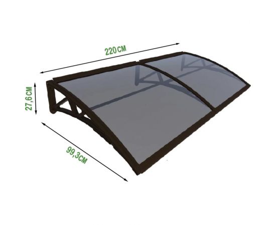 Защитный козырек (навес) ВПМ усиленный профиль, двойной, коричневый, поликарбонат сотовый темный, 6 мм 6191295 