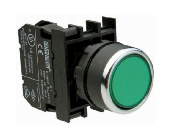 Кнопка с подсветкой-светодиод Emas зеленая B191DY 