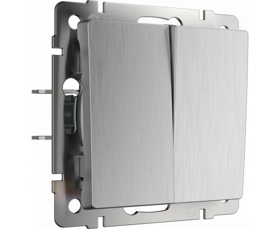 Двухклавишный выключатель WERKEL W1120009 (cеребряный рифленый) a051355 