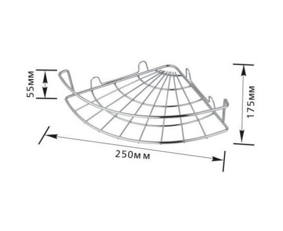 Угловая полка NOVADOM одинарная, 250x175x55 мм E-101 