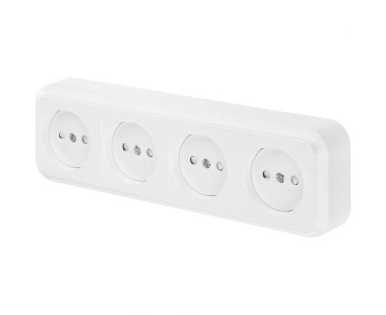 Розетка Bylectrica 4-местная ОУ со шторкой, серия ПРАЛЕСКА, белый, РА16-277 